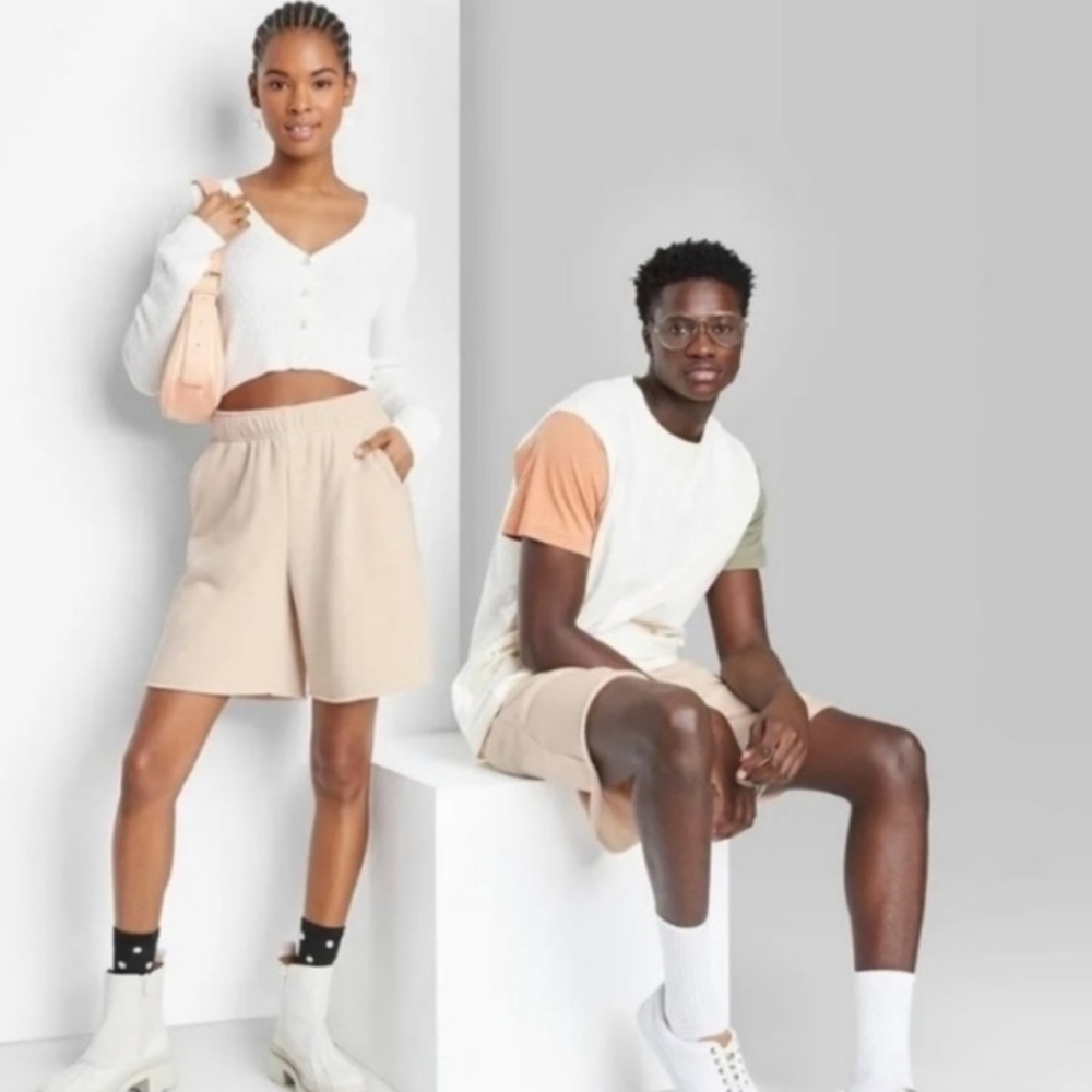 Wild Fable Light Taupe High Rise Pull-On Fleece Lined Shorts